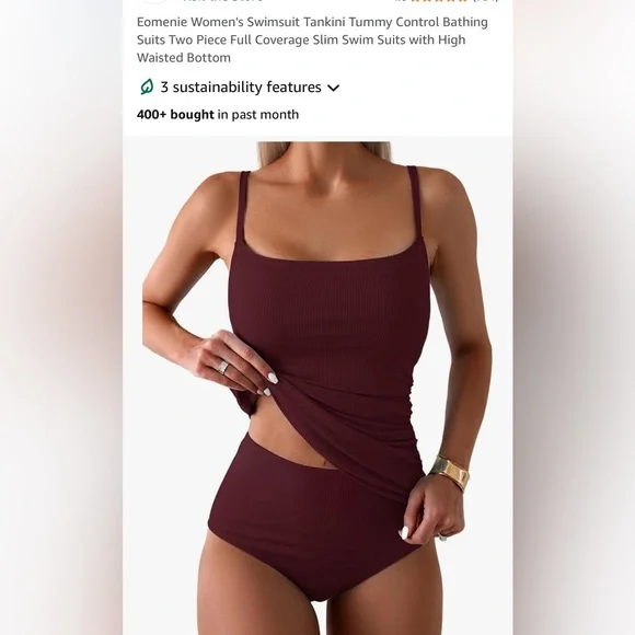 Eomenie women’s Tankini Swimsuit tummy control. Plus size. - Picture 1 of 4